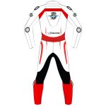 MV Agusta White and Red Fluro Leather Race Suit - Image 2