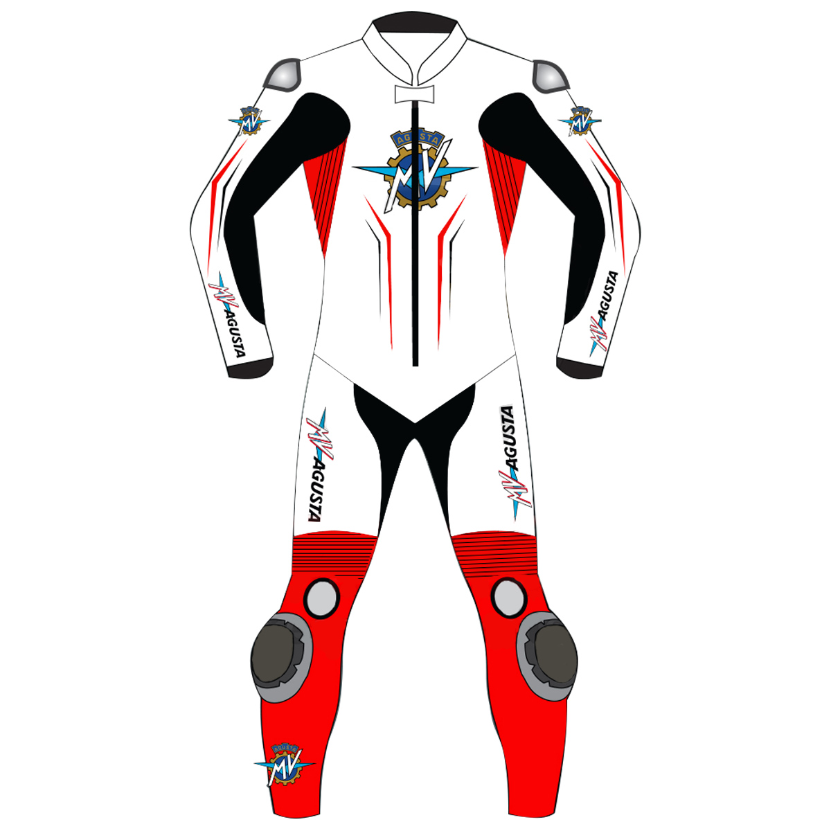 Dainese-2017-White-Front-Recovered-f MV Agusta White and Red Fluro Leather Race Suit - Image 1