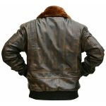 G1 Aviator A2 Bomber Leather Jacket Distressed Brown - Image 2
