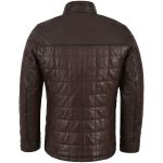 Brown Bomber Leather Quilted Jacket Faux Shearling - Image 2