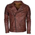 Genuine Leather Brando Biker Jacket Distressed Brown