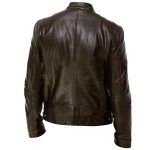 Brown Sword Cafe Racer Biker Leather Jacket - Image 2