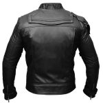 Short Collar Biker Leather Jacket Black - Image 2