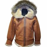 RAF B3 Bomber Shearling Hooded Leather Jacket for Men