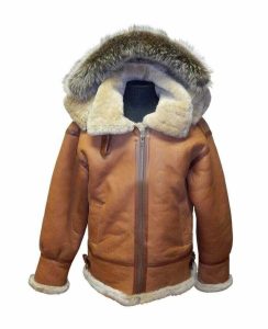 RAF B3 Bomber Shearling Hooded Leather Jacket for Men