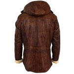 Detachable Leather Duffle Coat Brown - Image 2