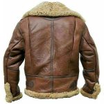 B3 Bomber Brown Air Force Aviator Pilot Flying Fur Shearling Leather Jacket - Image 2