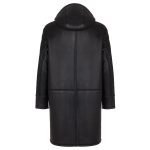 Real Leather Hooded Coat Black - Image 2