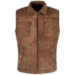 Body Warmer Suede Leather Vest Vintage Brown