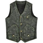 Leather Hunter Vest Distressed Green